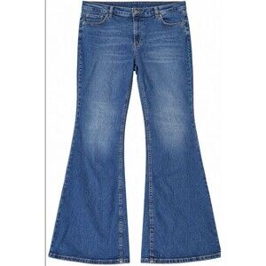 Old Navy Extra High Rise Flare Jeans 26 Plus Size Med Wash Smooth Pockets Blue